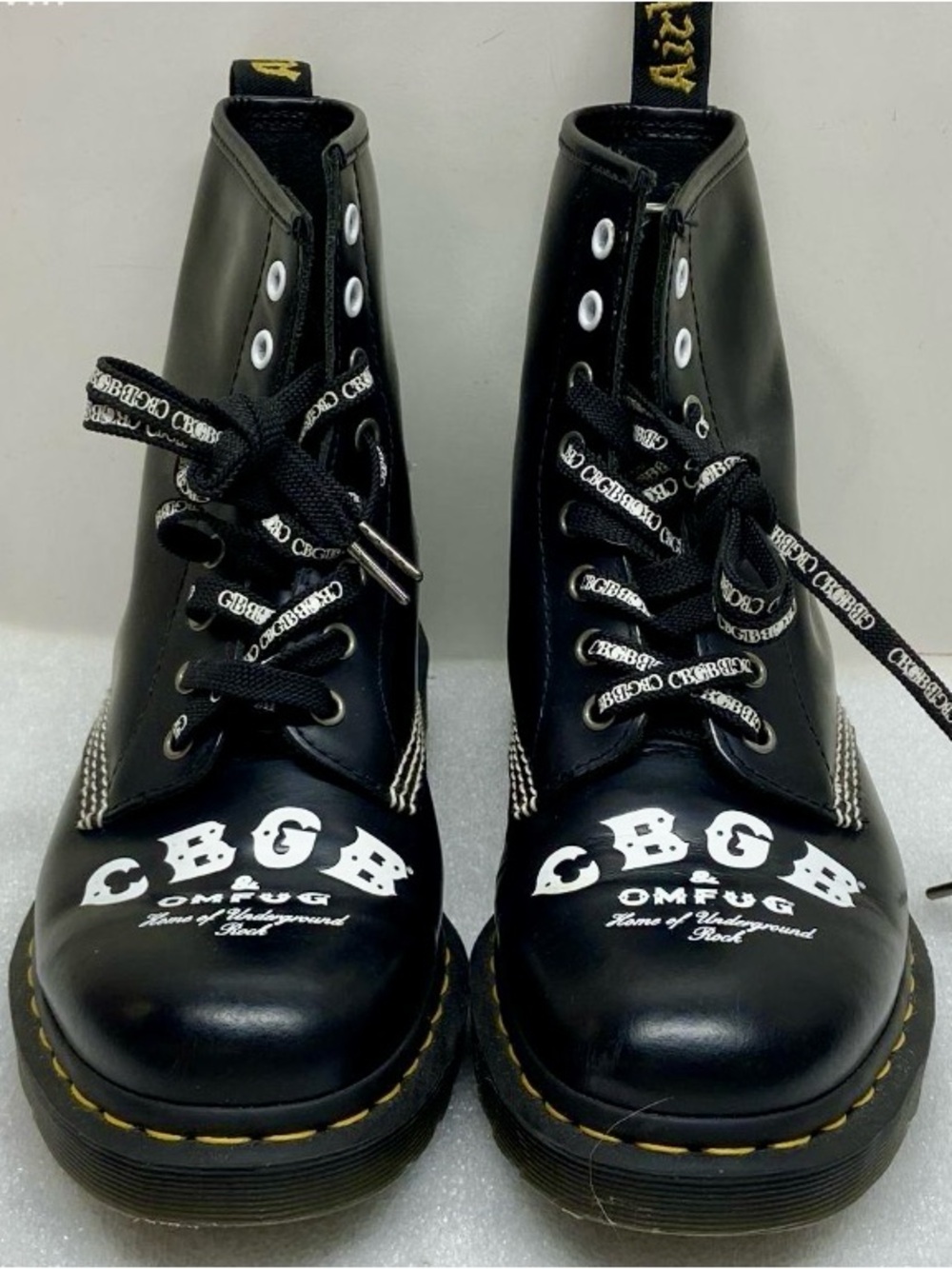 C. B. G. B. OMFUG Dr. Marten Limited Edition black leather boots L10, M9, EU42